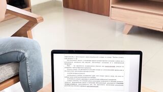 Horny Teen Facesitting on Older Guy's Face While He Studies