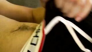 Hot Amateur Guy Jerks Off Panties Before Huge Load