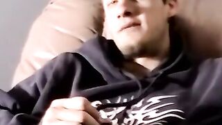 Skinny Straight Dude Jacks Off Thick Dick And Surprises Himself With Big Load Of Sperm