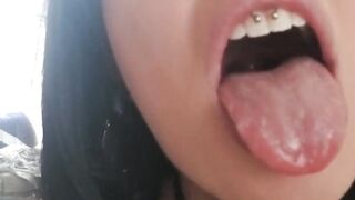 Sensual Blowjob with Erotic Eye Contact - Sexy Brunette Babe Sucks & Swallows