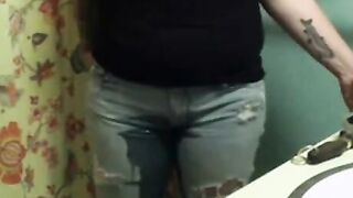 BBW Chubby Teen Facesitting & Peeing In Public Plaza