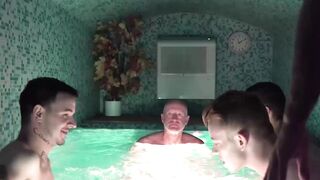 Threesome Blowjob Action - barely legal Guys Fucked By Aging Hunk