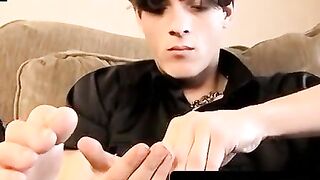 Skinny Boy's Foot Job & Throbbingly Hard Dick - Hot Amateur Porn