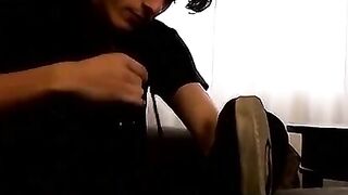 Skinny Boy's Foot Job & Throbbingly Hard Dick - Hot Amateur Porn