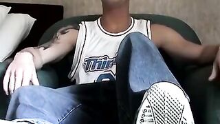 Twinks Foot Worship - Teen Boy Stroking His Dick Until He Shoots Load On Toes