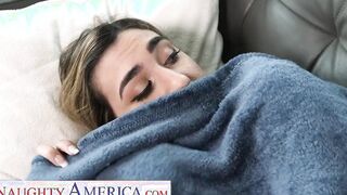 Sexual America - sexy blonde with pierced nipples fucks big black cock