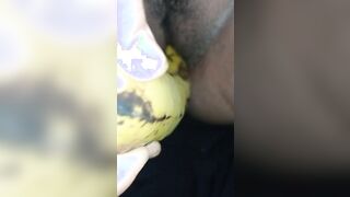 indian chick having fun with banana