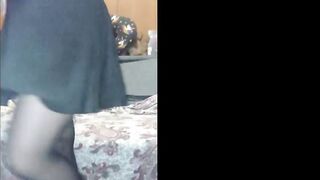 really amateur mistress clothed like a skank fingers her vagina at home