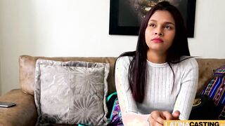 Hispanic camgirl gets throat banged during casting