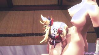 Genshin Impact Anime Futanari 3D - Yoimiya x Ayaka Futanari Best Cartoon Sex [Cunnilingus, boobjob, head and screwed with creampie] - Japanese chinese manga hentai game porn