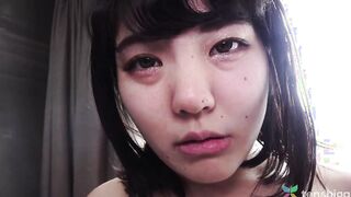 Ryo is a Bombshell Bae Japanese amateur 19 yo wanting to have sex on camera for 1st time to become a JAV - So adorable with her bald twat spreading open getting finger fucked 4K pt one