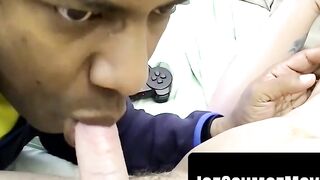 Petite Cutie Stroking Big Dick Before Blowjob & Swallowing His Load
