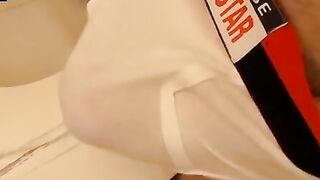 Hunk's Hot Jockstrap Jerkoff Session - Close-Up View Of Big Dick