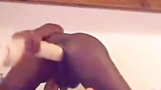 Black GF's Ebony Booty Rides A Massive Dildo For The First Time
