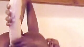 Black GF's Ebony Booty Rides A Massive Dildo For The First Time