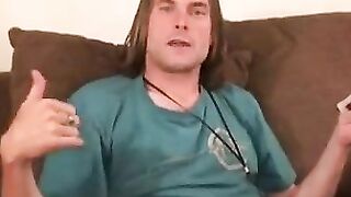 Long-Haired Hunk Smoking & Masturbating - Solo Male Strokes Off For The Camera