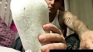 Dirty Sock Fetish - Foot Job with Old Man's Dirty Feet & Toes