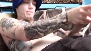 Skinny Straight Thug Solo Strokes & Blasts A Huge Load Of Hot Jizz!