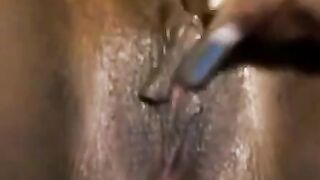 Ebony Camgirl's POV Masturbation Session with Dildo Riding & Close-ups