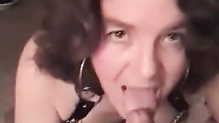 MILF Sucks barely legal Stud's Dick in POV - Older Woman Swallows His Load
