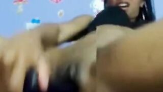 Erotic Solo Play - Black Beauty Uses Dildo to Masturbate on Cam