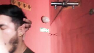 Ink-Slinger's Big Dick Ride - Huge Load on Back of Hot Latin Guy