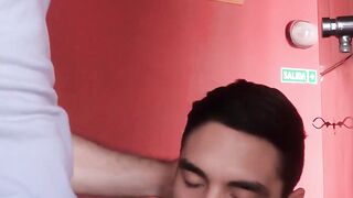Ink-Slinger's Big Dick Ride - Huge Load on Back of Hot Latin Guy