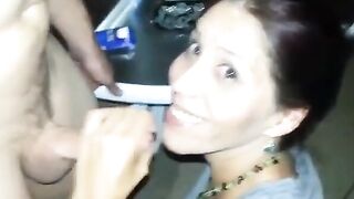 Partying Hard! Sexy Brunette Babe Sucks And Swallow's Her Hot-Boyfriend's Load
