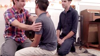 BTS - Hot Couple Fucks Hardcore with Older Guy & barely legal Twink in Threesome