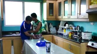 Asian Twunk's Kitchen Sex Adventure with Mature Daddy
