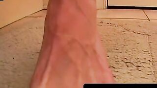 Steamy Shower Scene - Hunk's Feet Get Covered In Hot Load Of Semen