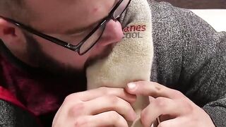 Tattooed Hunk's Intense Orgasm from Toe Sucking Domination