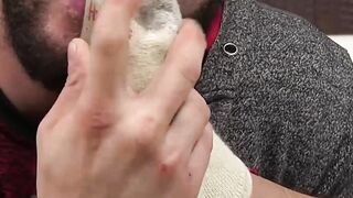 Tattooed Hunk's Intense Orgasm from Toe Sucking Domination