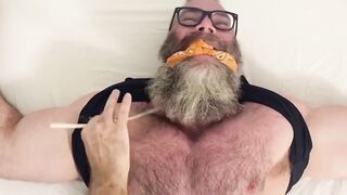 Beard-Tugged Muscle Hunk Enduring Foot Torments in Bondage Fisting Fantasy