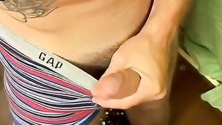 Hot barely legal Guy's Boxer Shorts Jerk-Off Session