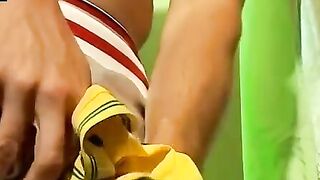Hot barely legal Guy's Boxer Shorts Jerk-Off Session