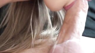 Office Blonde MILF Gives Amazing Deepthroat Head & Swallow in German - POV