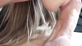 Office Blonde MILF Gives Amazing Deepthroat Head & Swallow in German - POV