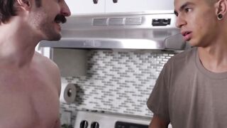 Angel Santana's Step-Daddy Fucks His Ass While Girlfriend Waiting Outside