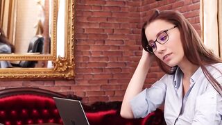 Euro Slut Big Boob Babe Masturabtes At Work - Office Sex Fantasy