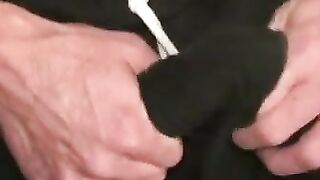 Mature dude films solo huge stiff cock stroking