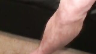 Mature dude films solo huge stiff cock stroking