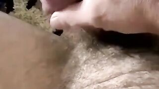 MILF Stroking Her Hairy Small Dick In The Shower