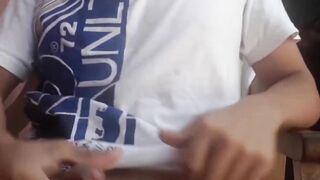 Outdoors Hunk Jerks Off With Baseball Cap - Public Jackoff Compilation