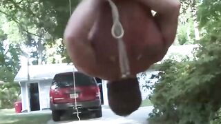 Bondage Suspension with Naughty Teen Slut - Old Man Fucks women in Rope Play