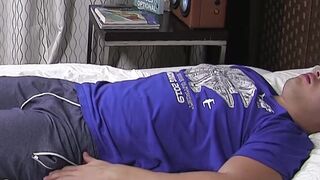 Black Gay Foot Worship - Ebony Twink Jacks Off While Licking Feet