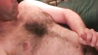 Hair Bear's Hairiest Chest Jerking Off - Close-Up Masturbation