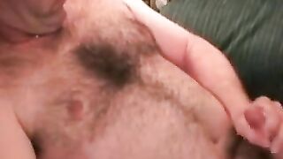 Hair Bear's Hairiest Chest Jerking Off - Close-Up Masturbation