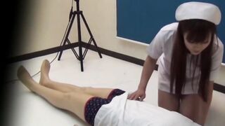Asian Nurse's Hand Job & BlowJob - POV BJ With Facial cumshot