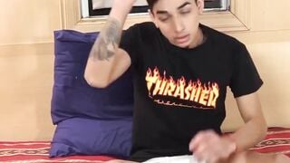 Teenage Hunk's Face-Fucking Blowjob Session Ends With A Big Load On His Chest